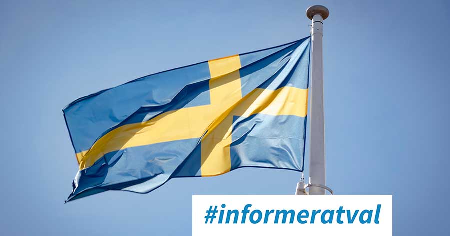 Svenska flaggan i vinden, med bokstäverna Informerat val. 